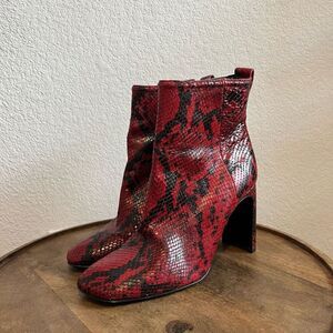 Rag and Bone Ellis Boot Heeled Leather Snake Red Women’s 39 US 9